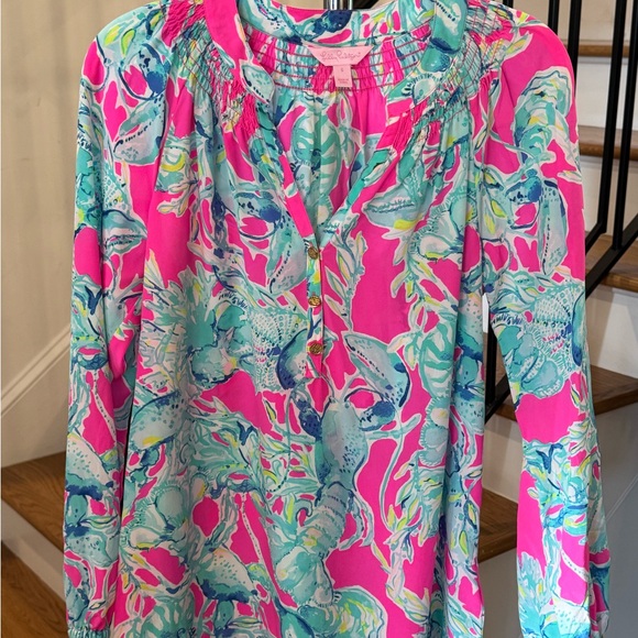 Lilly Pulitzer Pink and Blue Floral Blouse - Picture 1 of 3